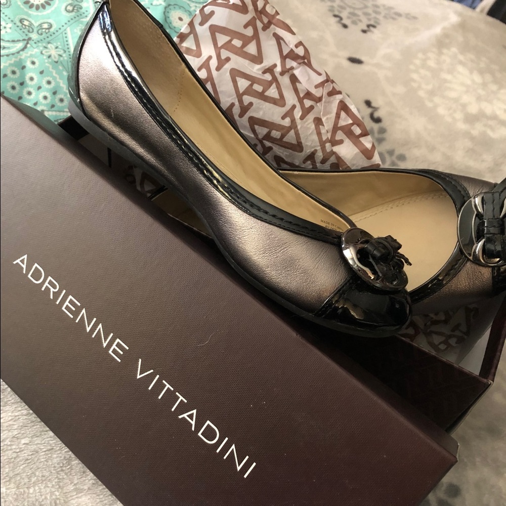 Adrienne Vittadini black/metallic women’s flats